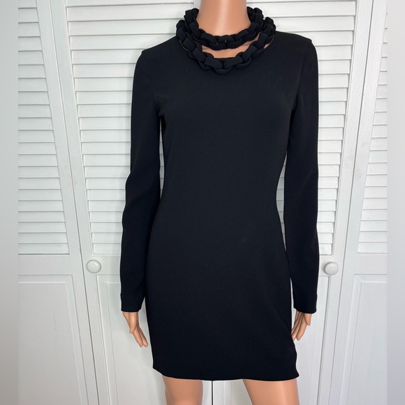 DIANE VON FURSTENBERG 'Giada' Chain Collar Dressing Black Size 2 - Picture 2 of 7